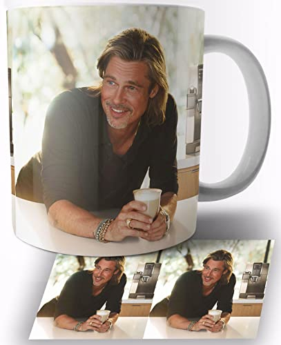 TusRelojes Brad Pitt Taza de Ceramica Blanca 325ml Mug