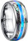 Vakki 8mm Ringe Herren/Damen aus Wolfram mit Blau Opal und Abalone Shell Silber Ehering Verlobungsring Vertrauensring Mode Schmuck Größe 74.8(23.8)