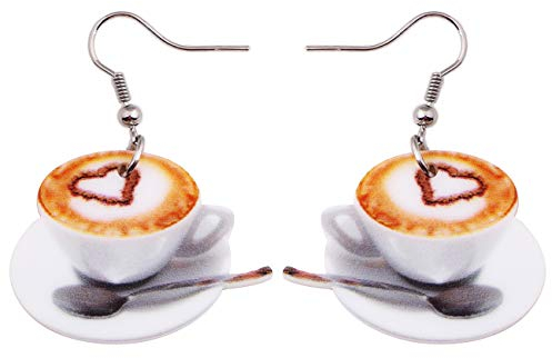 DOWAY Acryl-Anhänger Kaffeetasse Löffel Eiffelturm Ohrringe baumeln Schmuck modische Dekoration für Frauen und Mädchen lustige Partygeschenke (coffee)