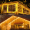 BrizLabs Weihnachten Eisregen Lichterkette Außen, 20M 600 LED Weihnachtsbeleuchtung Warmweiß Eiszapfen Strombetrieben 8 Modi Wasserdicht Außenlichterkette für Fenster Party Hochzeit Garten Balkon Deko