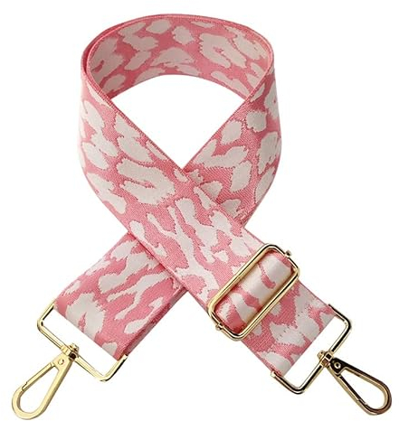 Taschengurt Verstellbar Schulterriemen für Taschen 80-130cm mit Karabiner Leopard Muster 5cm Breit Schultergurt Trageriemen Umhängegurt DIY Zubehör für Tasche Handtaschen für Damen,Rosa