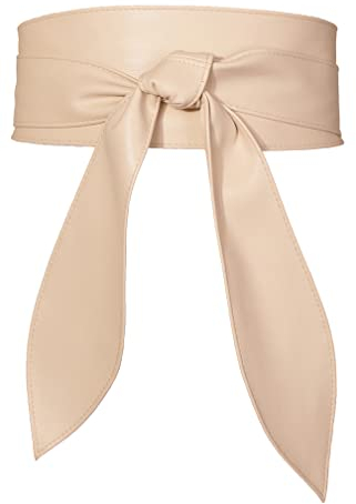 FEOYA Frauen Obi Gürtel Breiter Wickelgürtel Kleid Taillengürtel Beige L