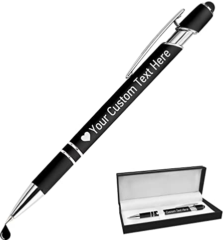 Penna Personalizzata con Incisione Logo Nome Penne Personalizzate Penne Personalizzabili Regalo Penna Personalizzabile per Ufficio Laurea Compleanno Donna Uomo Universitari, Nero