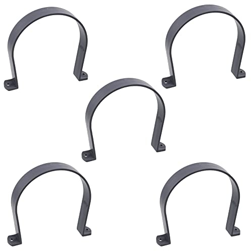 AERZETIX - C64966-5er-Set U-Schellen mit 2 löchern für Ø110 mm rohre - kunststoff - DIN3016 - kabelbinder kabelhalter für wandmontage zum anschrauben - farbe grau