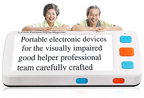 DUSROC Portable Digital Magnifier 4-32 Times Magnification Electronic Low Vision Aids Video Digital Magnifier 5.0 Inches Multifunction Electronic Reading Aid for Visually Impaired Efficency