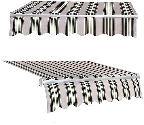 EEASSA Austausch des Markisenstoffs für Die Terrasse 100% Polyester überdachung wasserdichte Markisenabdeckung Ersatzleinwand für Hof Deck Balkon, Ohne Rahmen(Size:5x3m,Color:Streifen)