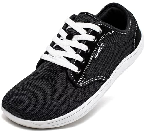 HOBIBEAR Unisex Weit Barfußschuhe Minimalistische Barfuss Schuhe Herren Damen Outdoor Trail Running Walking Schuhe(Schwarz/weiß, EU 37)