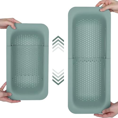 Sölmo Passoire de cuisine extensible - Design polyvalent et moderne - Résistant à la chaleur - Passoire d'évier - Peu encombrant et efficace - Égouttoir d'évier - Vert