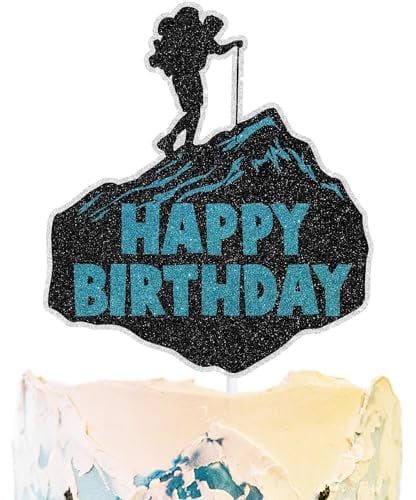 SugarGera Happy Hiker Birthday Cake Topper - Green, 1 Count, 5.9 Inches x 5.6 Inches, Perfect for Hiking Themed Birthday Parties