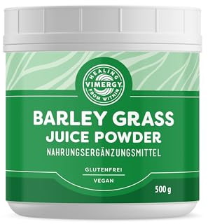 Vimergy Barley Grass Juice Powder, 125 Dosi – Erba d'Orzo in Polvere Super Green – Senza Antiagglomeranti, Riempitivi, Aromi, Zucchero – Vegano, Senza OGM e Senza Glutine (500 g)