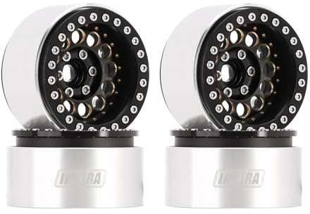 INJORA 1.9 Beadlock Felge - 153g Super Heavy Messing & Aluminium Deep Dish Felge für 1/10 RC Crawler SCX10 TRX4 VS4-10 Gen8,Schwarz