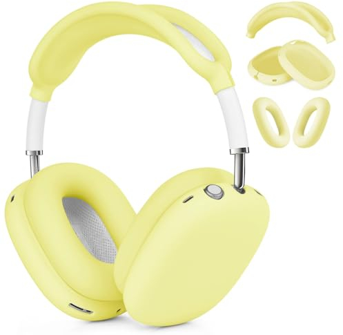 VISOOM Case für Airpods Max Kopfhörer, weiche Silikon Schutzhülle für Apple Airpod Max Zubehör Cases(Lemon Yellow)
