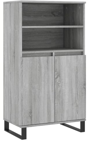 vidaXL Buffet Haut, Armoire avec 6 Compartiments et Portes, Meuble de Rangement avec Pieds Salle de Séjour, Industriel, Maison Sonoma Gris Bois d'Ingénierie