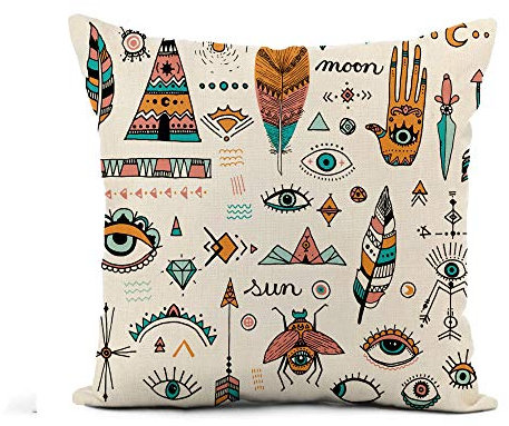 Throw Kissenbezüge 45X45cm, Boho Doodle Clip Evil Eye Hamsa Hand Von Fatima Stilvolles Kissenhülle Moderne Kissen Fall Für Cafe Stuhl Geschenk