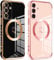Pnakqil per Magnetica Cover per Samsung Galaxy S24, 2 Pezzi Ultra Sottile Motivo Cuore Silicone Custodia, Compatibile con MagSafe, Antiurto TPU Case per Samsung S24 6.2 Pollici, Nero e Rosa