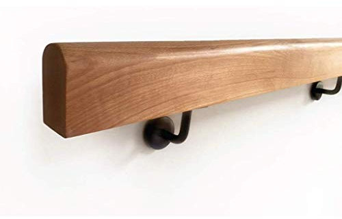 Non-Slip Wood Handrails for Indoor Stairs, Professional Pine Handrails Complete Kit, Barrier-Free Staircase Grab Bar for Elderly, Wall Mounted Home Garden Corridor Lofts Decking Railings