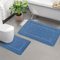 Pauwer Badteppich Set 2 Teilig Weich Hochflor Duschteppich Badematte Toilettenmatte Maschinenwaschbar rutschfeste wc Teppich Set Badvorleger Badezimmerteppich, Blau