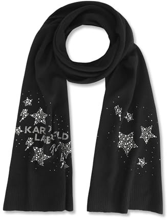 KARL LAGERFELD Damen Star Power Sparkle Karl Scarf Schal, Schwarz, Einheitsgröße