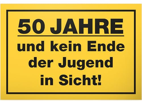 DankeDir! Kein Ende der Jugend - Schild 30 x 20 cm - 50 Jahre Geburtstagsgeschenk Geschenk 50. Geburtstag Männer & Frauen - Geburtstagsdeko Partydeko Geschenkidee Geburtstagskarte 50er