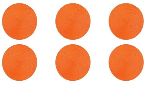 Excelsa Round Set 6 Tovagliette Rotonde, Plastica PP, Cm. 36 (Arancione)
