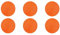 Excelsa Round Set 6 Tovagliette Rotonde, Plastica PP, Cm. 36 (Arancione)