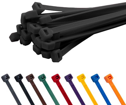 TCTS Black Cable Ties, 160mm x 4.8mm (Pack of 100) Premium Nylon Zip Ties, Multi-Purpose Plastic Tie Wraps, Secure Self-Locking Mechanism, for Home, Garden, Office and DIY
