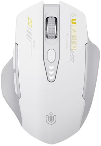 Uineer Wireless Mouse Bluetooth Multi-Dispositivo - Tri-Mode (BT 5.0/4.0+2.4G Hz) Ergonomico Ricaricabile Con Livello Batteria Visibile, 4 DPI Regolabili