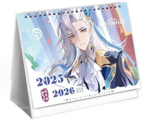 2025-2026 Genshin Neuvillette Adventskalender Biennale Tischkalender Kalender, Neuvillette Kalender 2025 2026 Tischkalender Anime Figuren Neuvillette Schöne Illustration, Mehrfarbig