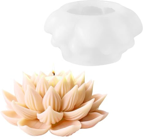 ZMDMAH 3D - Stampo per candele in silicone a forma di fiore di loto per candele, stampi in silicone per candele, stampi in silicone per candele, stampi per candele fai da te