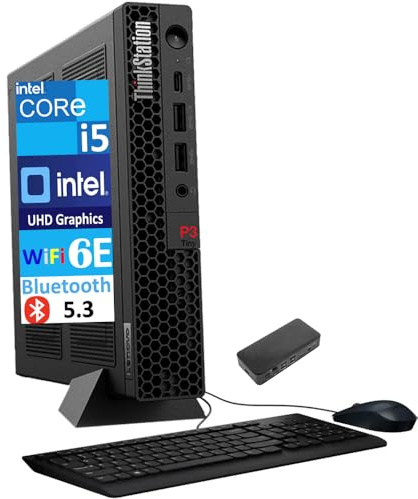 Lenovo ThinkStation P3 Tiny Workstation Mini Desktop (Intel i5-13500, Intel UHD 770 Shared, 64GB DDR5, 2x8TB PCIe SSD (16TB), WiFi 6E, Bluetooth 5.3, 230W PSU, RJ-45, Win 11 Home) w/USB-C Dock