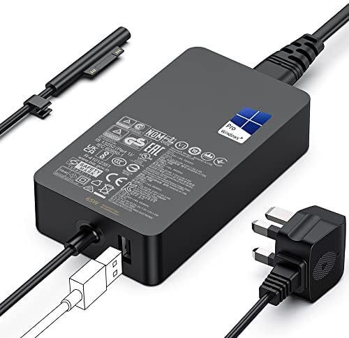 Surface Pro Charger, 65W Microsoft Surface Charger for Surface Pro 3/4/5/6/7/7+/8/9, Surface Laptop 1/2/3/4/5/6/7, Surface Book 1/2/3, Surface Go 2/3/4, Surface LaptopGo 1/2/3/4, Surface Laptop Studio