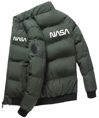 DRTBAC Puffer Jacke N.A.S.A, Leichte Winterjacke, Winterjacke Zum Wandern Camping Reisen(Green,XL)