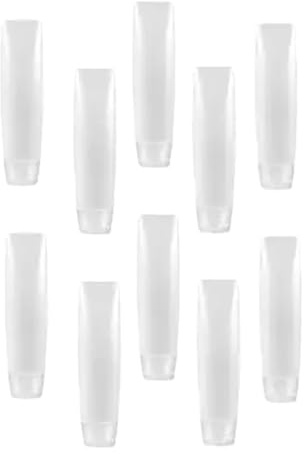 Mooff 10 Pcs White 1 oz Travel Bottles Empty Refillable Toothpaste Tubes Containers Small Mini Size Squeeze Dispensers, Refillable Containers Pump Dispensers Refillable Cosmetic(10 * 2.7cm)