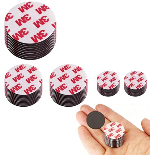HAOXYO 50 Stück Runde Selbstklebende Magnete, Magnetplättchen Klebemagnete, Enthält DREI Größen, Dicke 2 mm Magnetpunkte für Büro Schule Hause