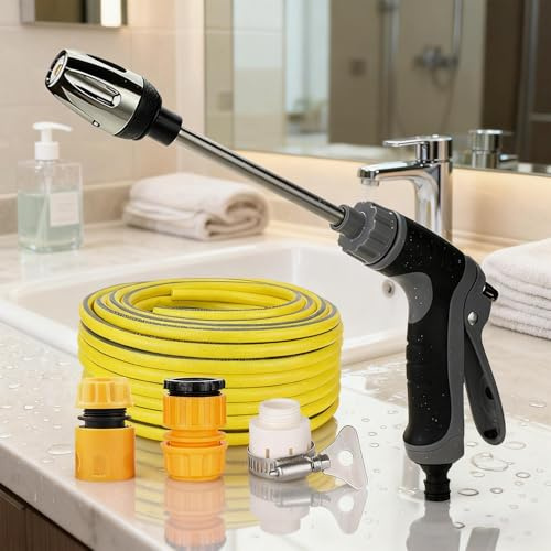 idropulitrice, idropulitrici portatile con batteria, macchina di pulizia regolabile, idropulitrici a pressione con pressione regolabile, 34 x 13,5 cm, per giardino, casa, terrazza