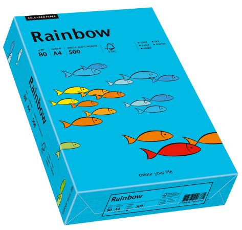 Papyrus 88042739 Drucker-/Kopierpapier farbig, Bastelpapier: Rainbow 80 g/m², A4 500 Blatt, Buntpapier, matt, blau