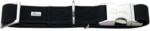 HUNTER SOFTIE ALU-STRONG Hundehalsung, Hundehalsband, Kunstleder, Aluminium Klickverschluss, M, schwarz