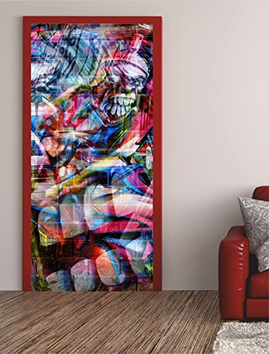 TürposterGraffiti Chaos 75x200cm Türfolie Türtapete - selbstklebend Nr.83