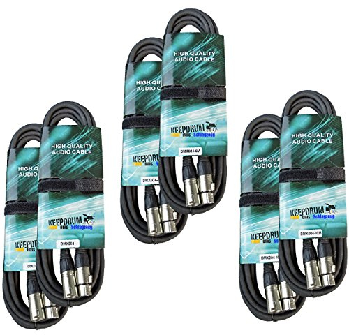 keepdrum DMX-Kabel Set 3-pol XLR 100 Ohm je 2 Stück 3m/10m/15m