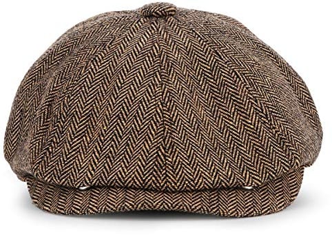 KeepSa Schiebermütze Herren Damen Tweed Schirmmütze Newsboy Peaky Cap | 8 Panel, Fischgräten, Retro, Tellermütze, Schlägermütze, Gatsby