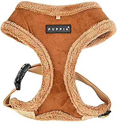 Puppia Hundegeschirr für kleine und mittelgroße Hunde - Terry Harness A - verstellbar und komfortabel Braun S