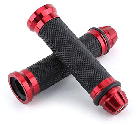 lenkergriffe Motorrad 22mm,Tbest Motorrad Lenkergriffe 22mm 7/8 Universal Fahrrad Motorrad Roller Griff Griffgummis CNC Aluminium Gummi Lenker Gel Handgriffe Anti-Rutsch Motorradgriffe(rot)