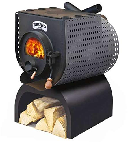 Werkstattofen Bruno Mini II mit Herdplatte - 9 kW Warmluftofen - Top Qualität - hochwertiger Stahl - Zulassung für Deutschland und Schweiz - BimSchV (Untergestell Move, Seitenverkleidung Quattro)