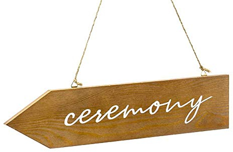 Ceremony Deko Holzschild Pfeil 36x7,5cm Holz Wegweiser hängend Hochzeit Hängedeko