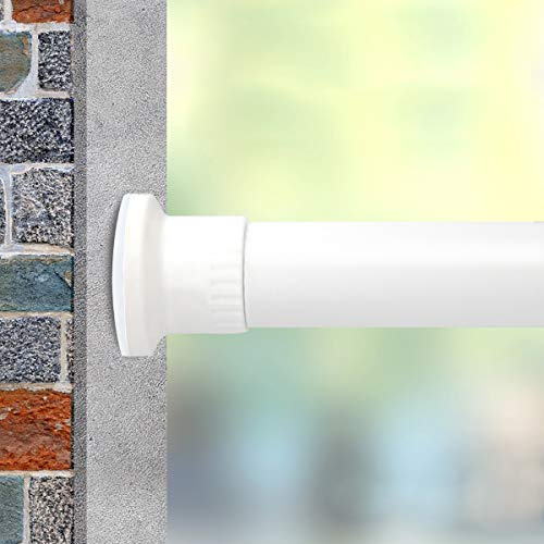 Tension Rod Shower Rail Curtain Poles, Shower Curtain Rail Heavy Duty Room Divider Curtain Rod, Adjustable Bathroom Rust Free Extendable Window Tension Rod (White, 310-410CM)