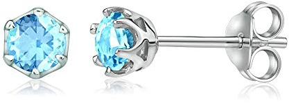 SILVEGO Damen Ohrringe aus 925 Sterling Silber Ohrstecker mit echtem blauem Topas Swiss 4 mm