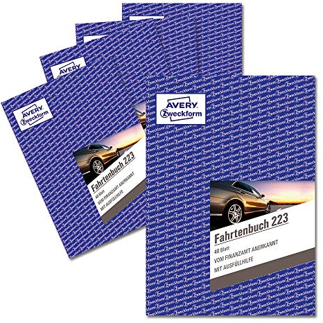 AVERY Zweckform 223-5 Softcover Fahrtenbuch PKW (Finanzamt anerkannt, DIN A5 210x148mm, 80 Seiten|858 Fahrten, Deutschland & Österreich, Abgrenzung privater/geschäftlicher Fahrten) 5er-Pack