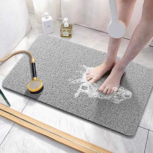 Asvin Weiche, strukturierte Badematte, ca. 60 x 81 cm, phthalatfrei, rutschfeste Komfort-Badewannenmatten mit Ablauföffnungen, PVC-Luffa-Badezimmermatte für Nassbereiche, schnell trocknend