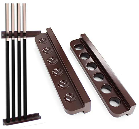 L-DREAM Holz Billard Queue Rack Wandhalter - Pool Cue Halter Stilvoll, Für Familienkinder Billard Unterhaltungs Zubehör, Billard Stick Halterung Ständer Holds 6 Cues