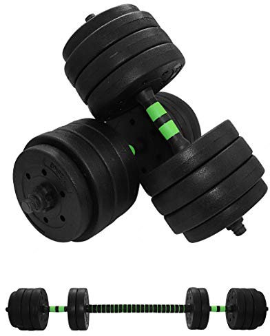 Kurzhanteln 2er set mit Stange - 2in1 Dumbbell Set - Load 40KG Vinyl-Hantel - Kraftübungen für viele Muskeln